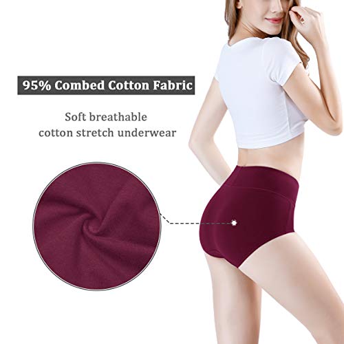 Image of wirarpa Women's Cotton Underwear High Waist Full Coverage Brief Panty Multipack
