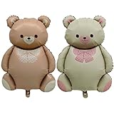 Matte teddy bear balloons Decorations 2PCS Foil Mylar Balloons Little Bear Theme Party Supplies Jungle Safari Theme Baby Shower Birthday Party Decorations