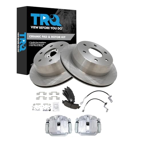 Image of TRQ Rear Brake Pad & Rotor Kit Ceramic Compatible with 2001 Chevrolet Silverado 1500 GMC Sierra 1500