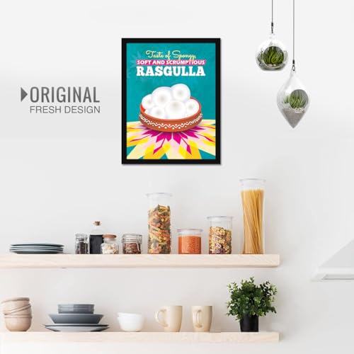 Image of Chaka Chaundh - Rosogolla poster - Sweets Mithai shop and confectionery store wall art framed quotes decor item - Restaurant cafe food Deserts poster frame decoration items - 14 X 11 inches