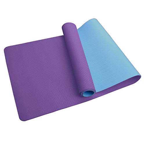 Sooair Esterilla Yoga Antideslizante, Esterilla Deporte en TPE, Colchoneta Fitness No tóxico, para Pilates, Fitness 183 * 61 * 0.6cm (Azul Morado)