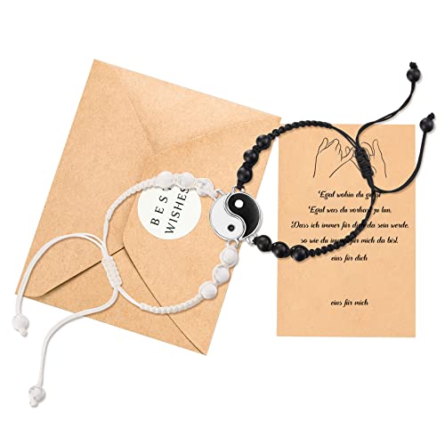 POWWA Yin Yang Armband für Pärchen Beste Freundin Freundschaft Bff Partner Passend Armbänder für 2 Beziehungs Schmuck Geschenke für Paare Freund Freundin Sein Ihr Damen Männer Jungen Mädchen Cover