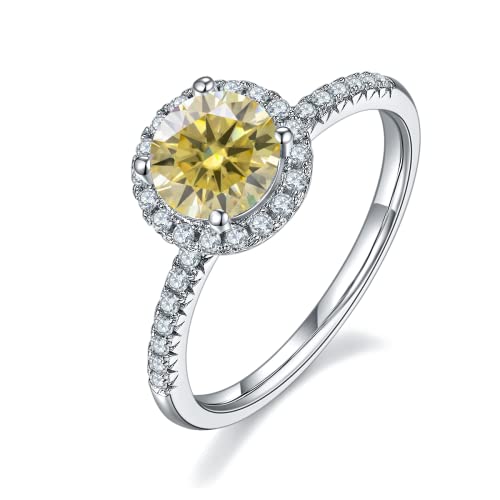 White/Pink/Yellow/Green/Black/Blue Moissanite Rings Bride Jewelry 1Ct VVS1 Moissanite Engagement Rings 925 Sterling Silver imitation Diamond Band Ring Wedding Engagement Women's Ring Christmas Gifts for Her(Size 5-10)