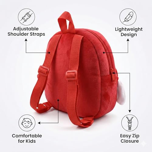 Image of Cartoon Plush Kids School Bag 2-6 Years | Soft Toy Backpack for Boys & Girls | Toddler Nursery Preschool Bag | Lightweight Adjustable Straps