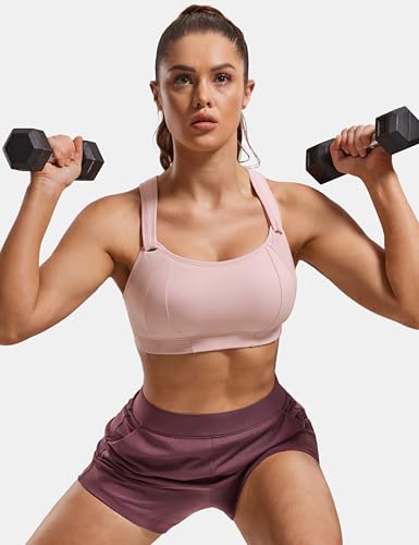 Image of SYROKAN Women's Sports Bra Front Adjustable Padded | High Impact, Racerback, Wireless, Plus Size, Full Coverage, Running Bra