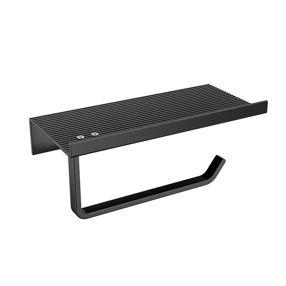 Stojak na papier toaletowy ze stopu aluminium Akcesoria łazienkowe Kuchnia Wiszący wieszak na ścianę Hak do przechowywania Uchwyt na papier toaletowy w rolce, czarny, 18 * 8,5 * 6,5 cm