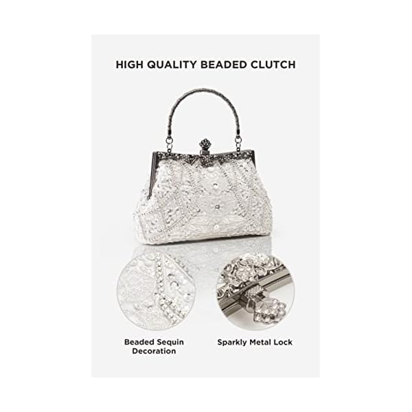 BABEYOND 1920s Flapper Clutch Gatsby Pearl Handbag Roaring 20s Evening Clutch Beaded Bag 1920s Gatsby Costume Accessories - Image 3