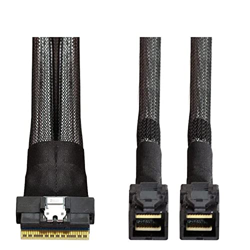 Cable SlimSAS SFF-8654 8i a 4 SFF-8643 de 1 metro en color negro para servidor 4