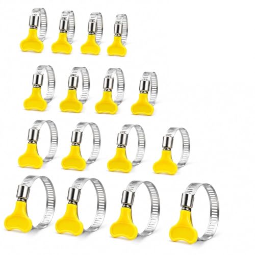 Image of 16Pcs Jubilee Clips Assorted, 4 Size Hose Clips Set with Handle 10mm-44mm