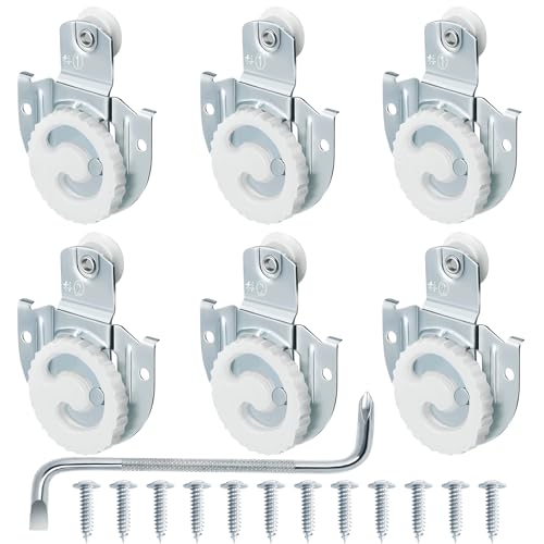Closet Door Rollers, Sliding Door Hardware Kit, Adjustable Door Hooks Screws, Smooth, Quiet, Sliding Closet Door Rollers Replacement with Spare Screws and Tools (Silver-6Pack) (6, Silver)