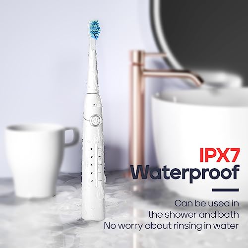Seago Electric Toothbrush, Rechargeable Toothbrush for Adults Sensitive Teeth, 8 Brush Heads, 5 Modes with Teeth Whitening, Endurance 30 Days, Kids Electric Toothbrushes 6-12, SG-958(White) - 7