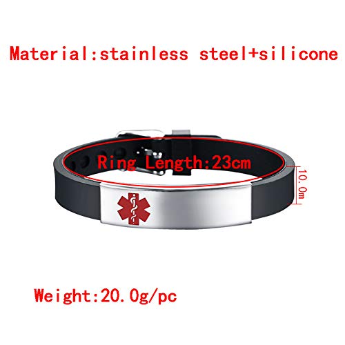 Dwjsu Silicone Type 1 Diabetic Medical Alert Id Bracelets Adjustable Sport Emergency Waterproof Id Alert Bracelets For Women Men #TOP1