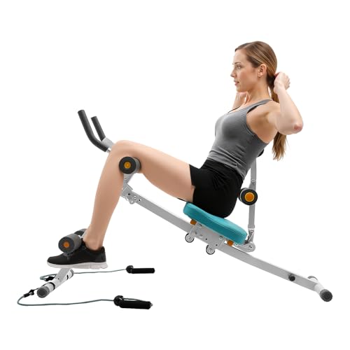 Entrenador abdominal con pantalla LCD, entrenamiento abdominal para el hogar, 120 kg, con bandas de resistencia, altura ajustable de 70 a 80 cm, plegable