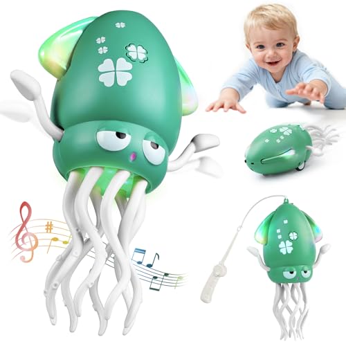 Baby Dancing Octopus Toys for 3 4 5 6+ Year Old Boy Girl Magic Musical Crawling Tummy Time Toy Led Light Dancing Squid Toy for Walking Toddlers Kids Birthday