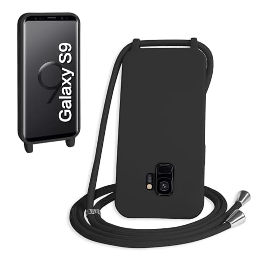 WenBaby Handykette für Samsung Galaxy S9 Hülle mit Band,Handyhülle mit Schnur zum Umhängen Silikon Seil Necklace Schutzhülle mit Kordel Tasche Case TPU Bumper für Galaxy S9- Schwarz