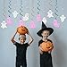 JKQ 24 Pieces Glitter Halloween Ghost Hanging Swirls White Pink Glittery Happy Halloween Party Ghost Hanging Decorations for Haunted Houses Indoor Outdoor Birthday Baby Shower Party Supplies