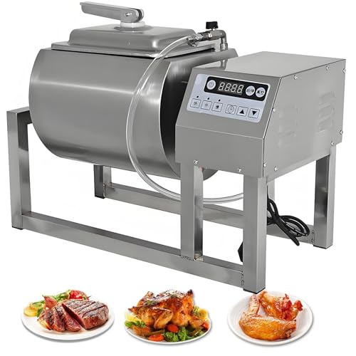 Marinador comercial para carne, vaso de vacío de acero inoxidable con rotación bidireccional y 3 velocidades para mejorar el sabor en pollo, cerdo, pescado y preparación de carne