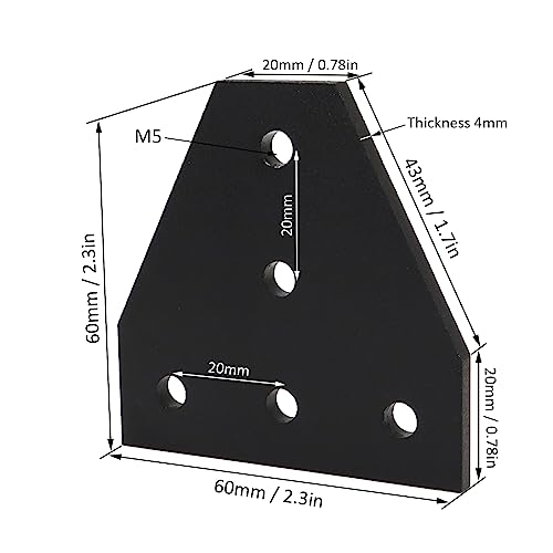 Image of 8 Sets 2020 Aluminum Extrusion T Slot Corner Bracket 20 Series Extruded Hardware T Shape Joint Plate with Nut Bolt for 20 /20 20mm T V Slot Black Aluminum Profile Connector Accessories