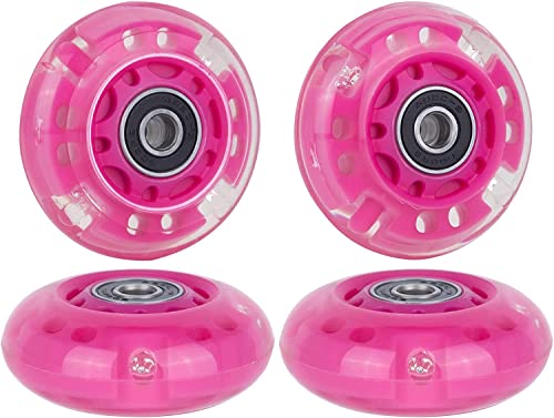 Aowesm 64Mm Light Up Inline Skate Wheels 64Mm L.e.d Glow Flash Skate Roller Blade Wheels Replacement With Bearings Abec-9 For Kids Girls Boys And Beginners (4-Pack) (Red) #TOP8