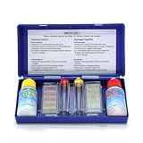 Qyrugcxs Kits de Test D'Eau de Piscine et de Spa, Kits de Test Chimique de L'Eau de PH et de Chlore Libre, Boîte de Test D'Eau Acide-Base