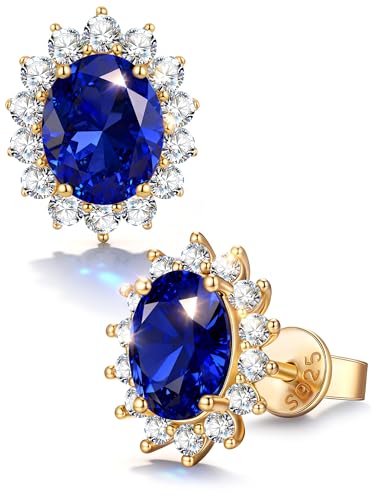 GONA 2.4 Cttw Lab Grown Royal Blue Sapphire Earrings GRC Certified