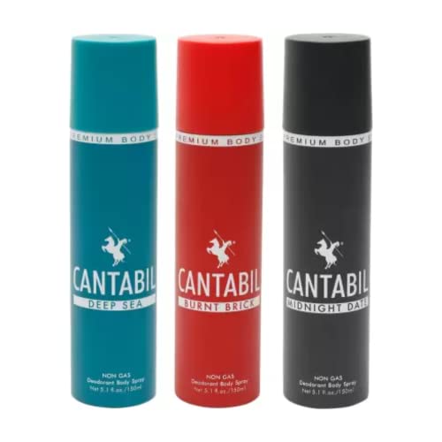 Image of Cantabil Deep Sea, Burnt Brick, Midnight Date Unisex No Gas Deodorant Body Spray | Combo Of 3 X 150ml With Lotus, Lavender, Citrus | Perfume Deo For Men & Women | Rakhi Gift for Brother
