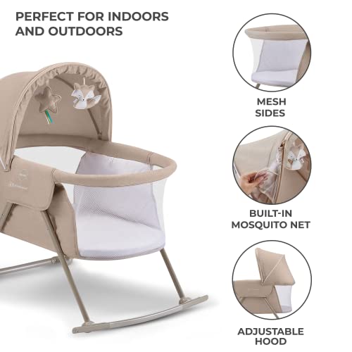 Miniatura 6 de Kinderkraft Cuna 3 En 1 Lovi, Cuna, Cuna De Viaje, Balancín, Fácil De Plegar Y Desplegar, Toldo Ajustable, Con Accesorios, Funda De Colchón, Juguetes Incluidos, Bolsa De Transporte