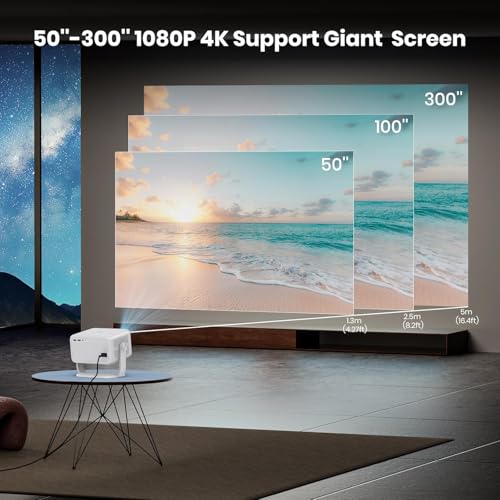 Image of Net-Flix Certified AUN Power Projector 4K Ultra HD, Android 13 Mini LED Projector 1080p Native, 14000 Lumen, Fully Automatic, HDMI ARC, 5G WiFi YouTube, Hotstar, Prime, Projector for Room