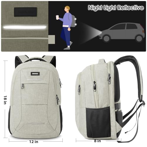 Image of BIKROD Backpack for Men Women, School Backpacks for Teen Boys, Business Anti Theft Sturdy Travel Laptop Backpack, Water Resistant 15.6 Inch Computer Bag Gift, Beige