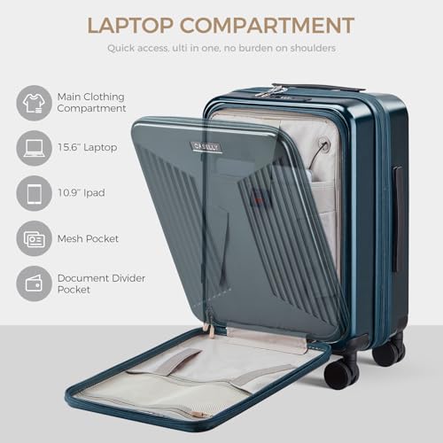 Image of Carry on Luggage Top opening Suitcases, Expandable with Cup Holder and USB Charging Port,Lightweight with Front Pocket Rolling Suitcases with Spinner Wheels