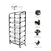 6-Tier Metal Bakery Display Rack with Wheels & Sign Holder – 29″W x 18″D x 65″H Adjustable Wire Shelves – Powder-Coated Rolling Stand for Store, Café, Farmers Market – Easy Assembly