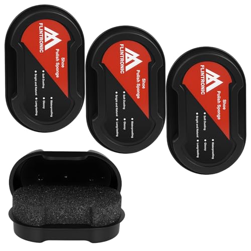 Flintronic 3 Pezzi Confezione Spugna Lucidante, Spugne Lucidanti per Scarpe in Pelle, Borse, Stivali, Cinture, Giacche(Nero)