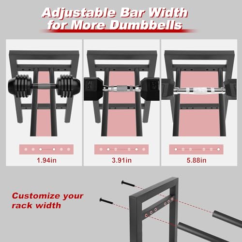 Rvggher Dumbbell Rack, 2-Tier | 3-Tier Weight Rack for Home Gym, 300LB | 450LB Adjustable Dumbbell Rack Stand Only Weight Storage Rack Gym Organizer - Thumbnail 3