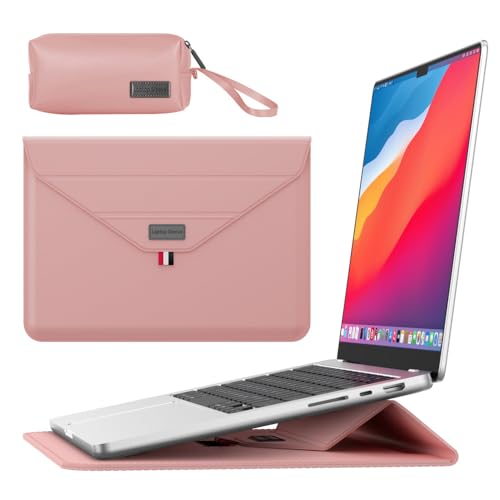 13.3-14 Inches 2 in 1 Laptop Sleeve with Stand,Laptop Case for MacBook Air-Pro-Dell-HP-Lenovo-Asus Notebook, Portable Monitor,Slim Lightweight Computer Sleeve Bag for Women Men (Pink, 13-14 Inch)