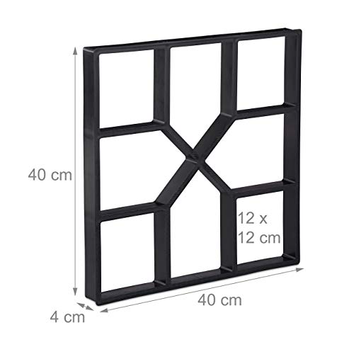 2x tuinpad mal gietvorm, om zelf te gieten, gietvorm voor tuintegels, 40 x 40 cm, van kunststof, robuust, zwart - Image 5