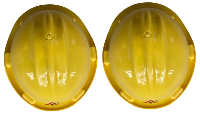 K T I® ISI Marked Heavy Duty Superior Industrial Safety Helmet Hard Hat and Adjustable Chin Strap Yellow Color for Construction and Industrial Work Insulation Work Wear - Pack of 2 (Yellow)