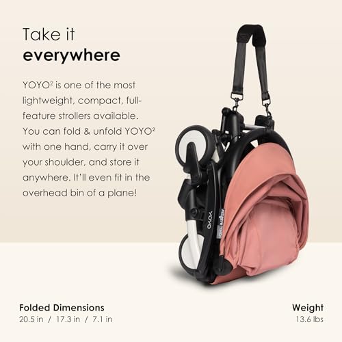 Image of Babyzen YOYO Stroller Combo - Lightweight, Compact, Foldable Stroller- Multiple Recline Positions, Travel Friendly, 5 Point Harness - Includes White Frame with seat Cushion and Matching Canopy (Ginger)