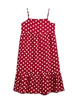 Uptownie Lite Girls Knee Length Crepe Printed Thin Strap Sleeveless Dress (Red,13-14 Years)