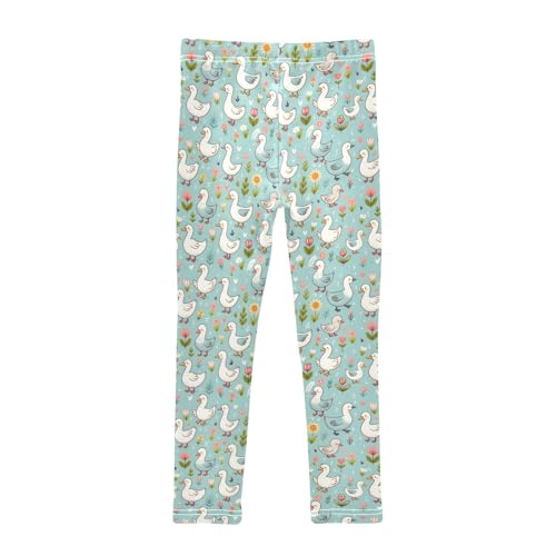 Cute Cartoon Goose Girls Leggings Kids Yoga Pants Athletic Tights Pants 4-10 Years2