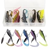 5 Pcs Leurre Peche Carnassier Leurre Peche Mer Convient à La Pêche de Diverses Espèces Notamment Le Barracuda Bar Les Poissons Appâts Leurres Tournants avec 1 Boîte de Rangement