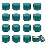 Le pot à bougie est fourni ici et mesure 54 x 40 mm (D x H) ; couleur : vert vif ; dans le colis : 16 boîtes à bougies en métal