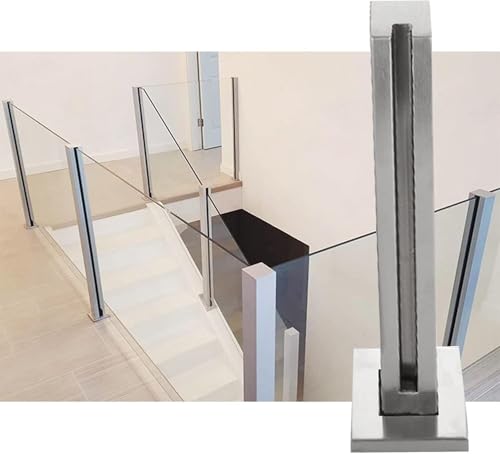 Poteau de garde-corps en verre avec fente de serrage sans perçage pour escalier