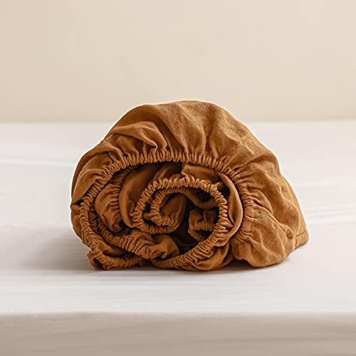 Simple&Opulence Fitted Sheet 30cm Deep Pocket-100% Pure Natural Linen Plain Mattress Bed Sheet-(White,Single 90x190cm)