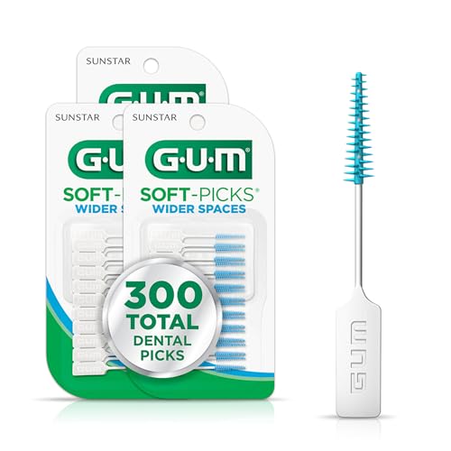 GUM Soft-Picks Wide Space Easy to Use Dental Picks for Teeth Cleaning and Gum Health with Convenient Carry Case Dentist Recommended Dental Picks 100 Count (Pack of 3) 300 Total