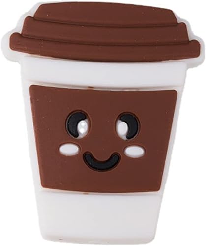 Miniatura 5 de 18 cuentas de taza de café de dibujos animados, cuentas de impresión de silicona, cuentas planas de forma colorida, cuentas espaciadoras de silicona