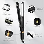 Nicebay Hair Straightener Flat Iron, Titanium Heater Surface, Hair Straightener and Curler, 5 Temp Settings, Fast Heating, Negative Ion, Wide Voltage for Travel, 1 Piece