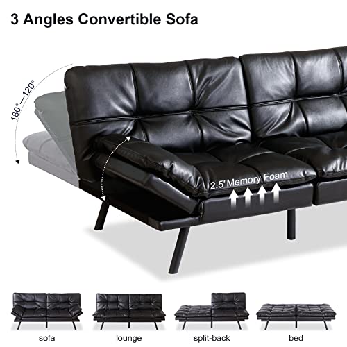 Maxspeed Futon Sofa Bed,Sleeper Memory Foam Sofa Bed Couch，Futon Convertible Sofa Bed Small Couch，Sofa Couch For Living Room Apartment Office.(Black)… #TOP2