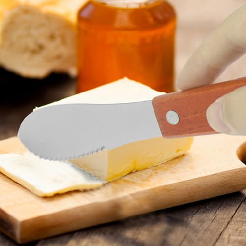 Set de 4 espátulas de queso con mango de madera y acero inoxidable para cocina 5