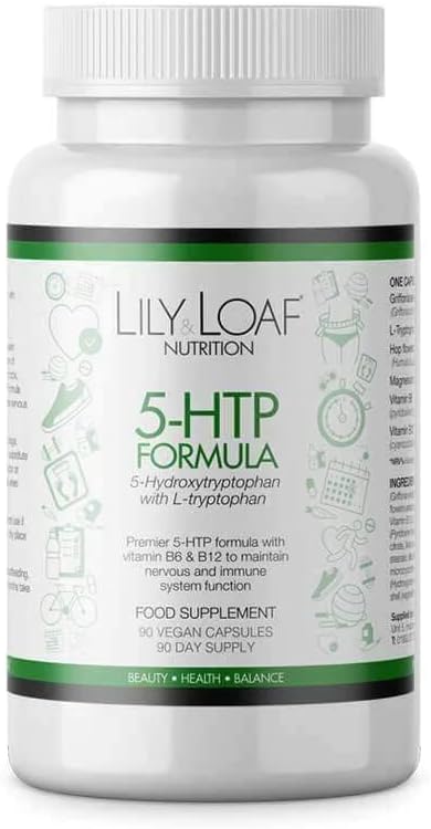 Lily & Loaf 5-HTP with L-Tryptophan and Vitamin B12, Vegan-Friendly and Gluten-Free - 90 Capsules - 90 Day Supply
