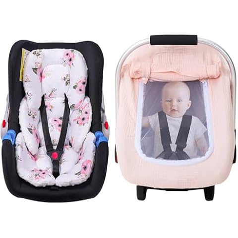 THE KENKYO 3 Layer Muslin Baby Car Seat Cover & Infant Car Seat Cover Cover